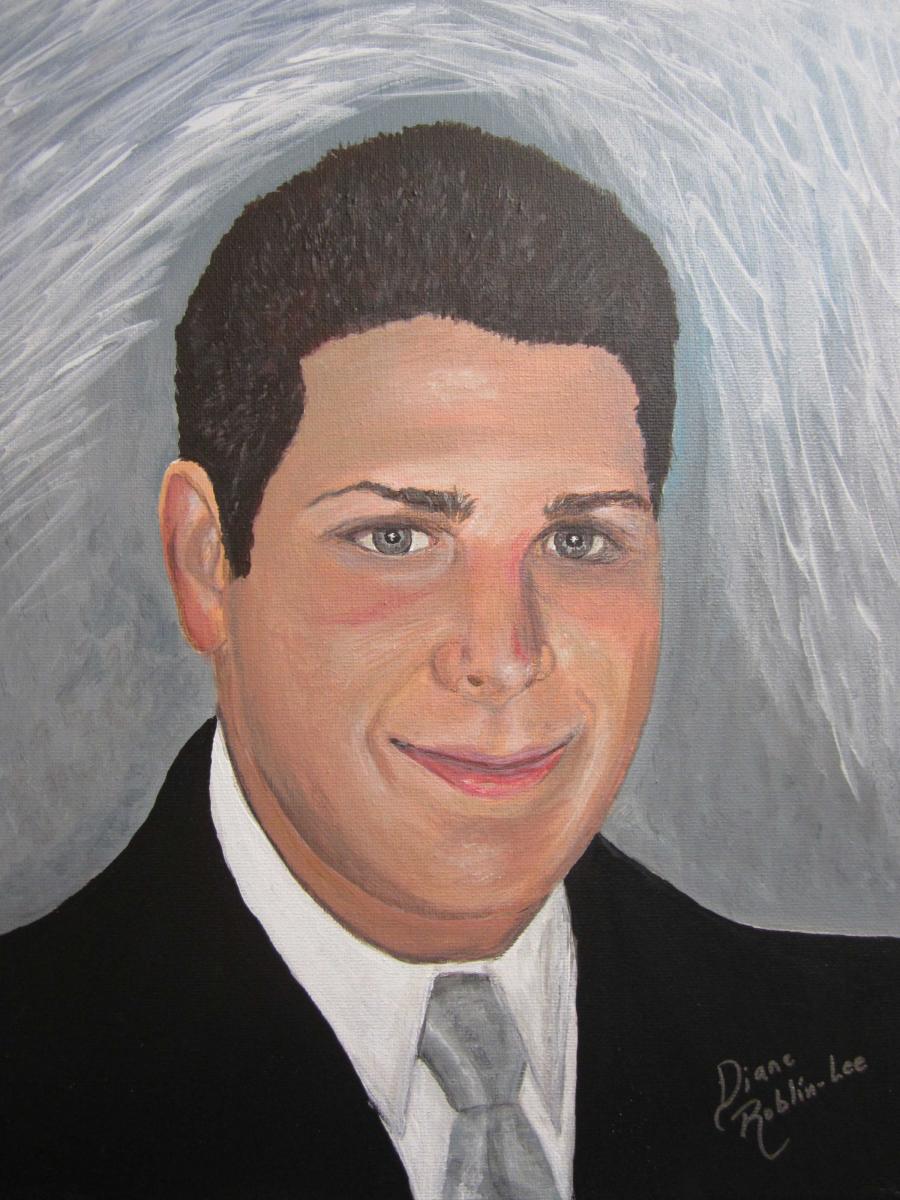 Man with tie painting