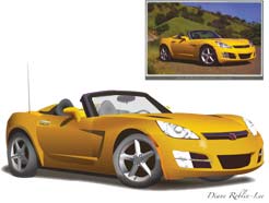 Illustration of a yellow sports car convertible
