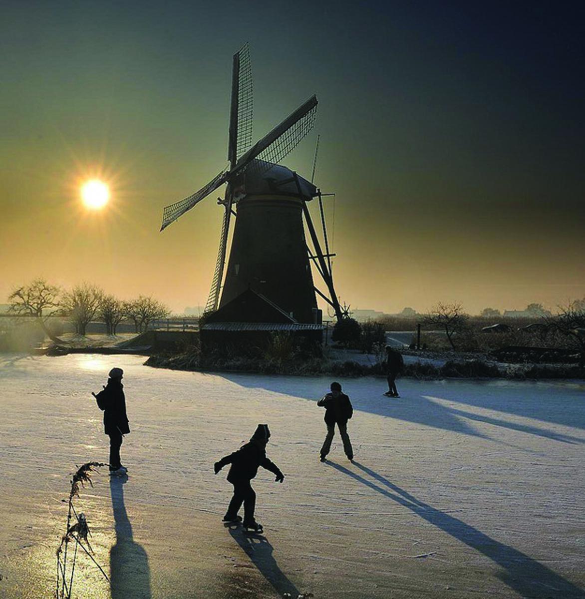 Windmill ice skating photo