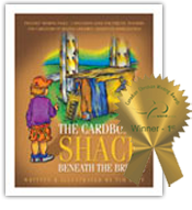 The cardboard Shack book cover with golden ribbon